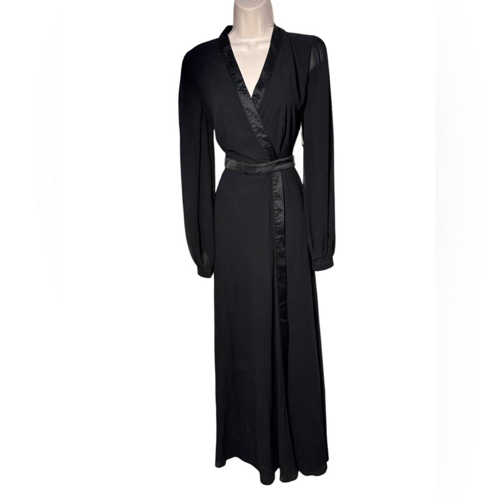 Windsor Elegant Black Long Sleeve Wrap Dress small new with tags